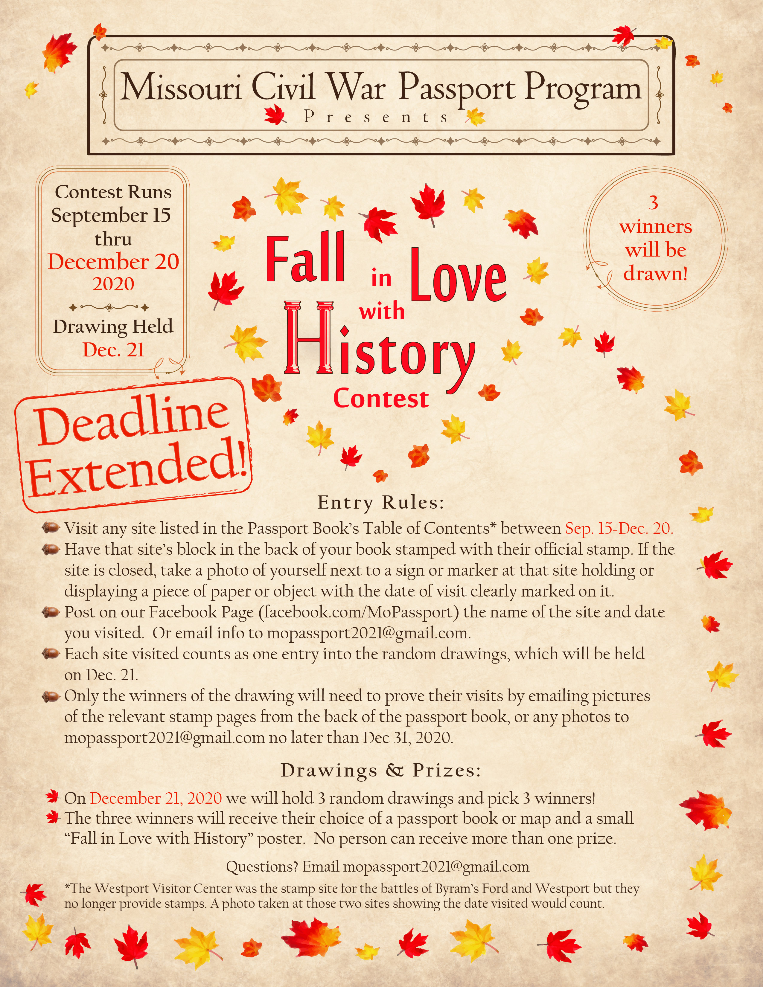 Fall in Love with History Contest extended